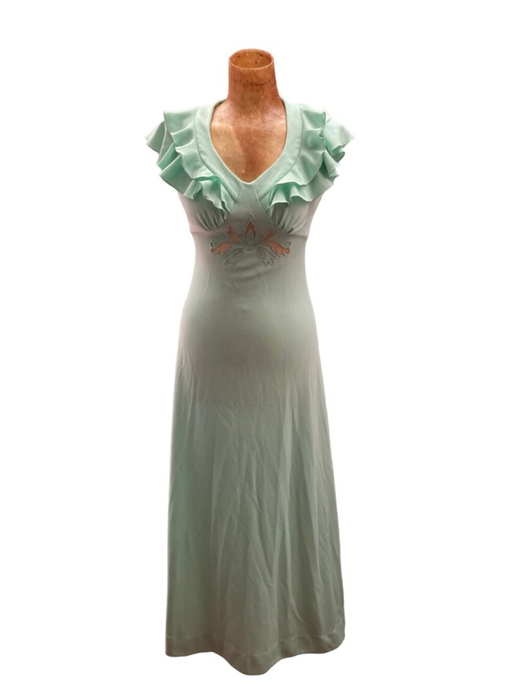 Vintage 70's Seafoam Green Maxi Dress